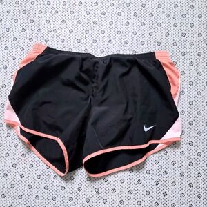 Nike Dri Fit Running Shorts Black Peach Trim Athletic‎ Gym Workout Womens L